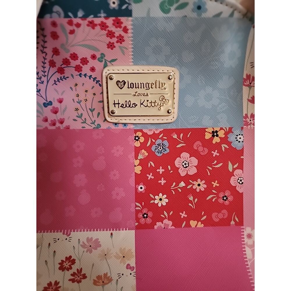 Hello Kitty Loungefly Patch Work Backpack Mini Ba… - image 1